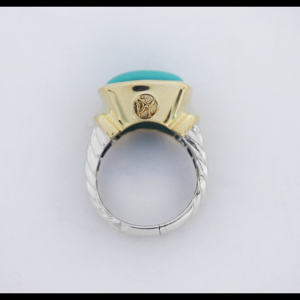 David Yurman 925Silver 14K Turquoise Noblesse Ring - Picture 2 of 6
